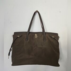 JPK Paris 75 Brown Nylon & Faux Leather Shoulder Tote |  Minimalist Carryall